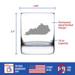Kentucky State Outline Whiskey Rocks Glass - State Themed Drinking Decor and Gifts for Kentuckian Women & Men - 10.25 Oz Whisky Tumbler Glasses