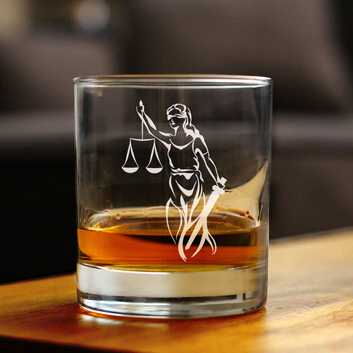 Lady Justice - Whiskey Rocks Glass - Lawyers and Attorneys Themed Gifts or Party Decor for Women and Men - 10.25 Oz