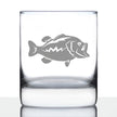 Largemouth Bass - Whiskey Rocks Glass - Bass Fishing Gifts for Fisherman - Fun Fish Cups & Lake House Decor - 10.25 oz Glasses