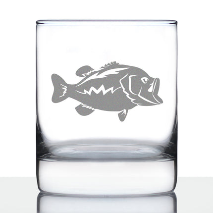 Largemouth Bass - Whiskey Rocks Glass - Bass Fishing Gifts for Fisherman - Fun Fish Cups & Lake House Decor - 10.25 oz Glasses