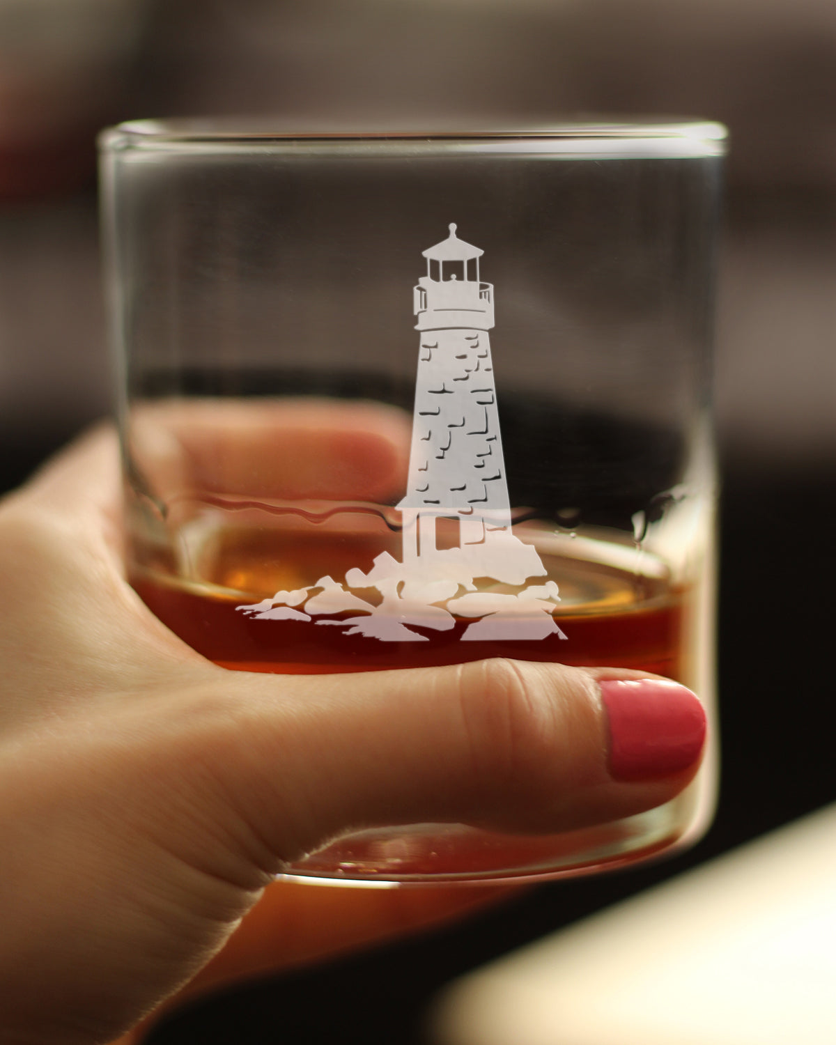 Lighthouse Whiskey Rocks Glass - Nautical Themed Decor and Gifts for Beach Lovers - 10.25 Oz Glasses
