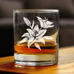 Lily Whiskey Rocks Glass - Floral Themed Decor and Gifts for Flower Lovers - 10.25 Oz Glasses