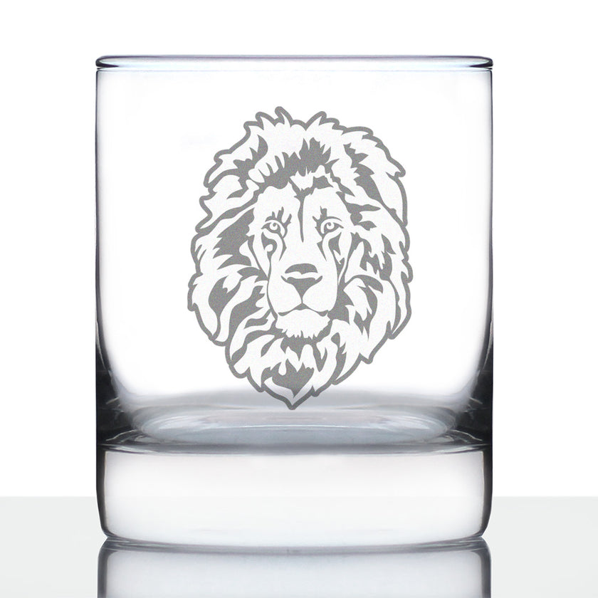 Lion Whiskey Rocks Glass - Fun Safari Themed Decor and Gifts for Lovers of African Wild Animals - 10.25 Oz Glasses