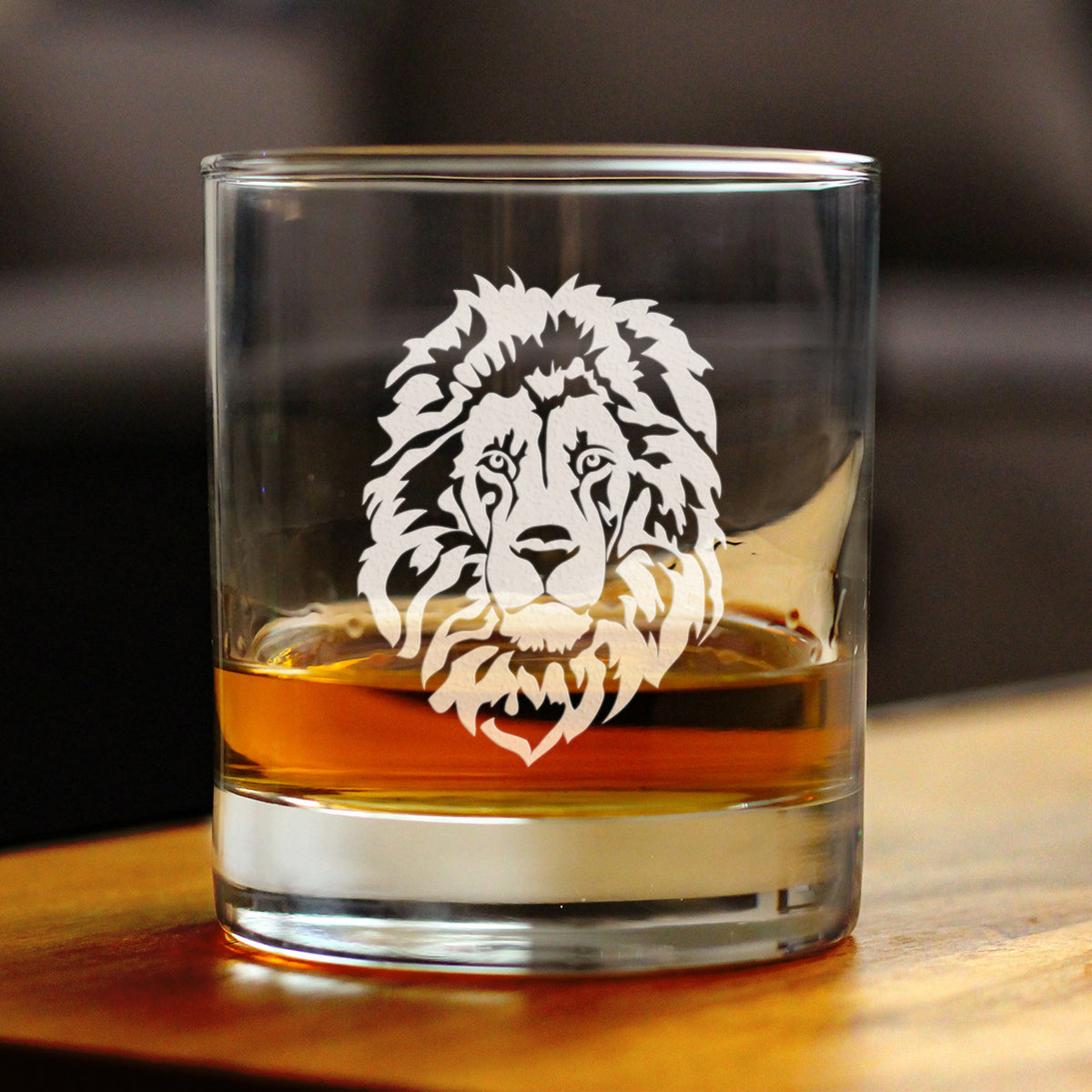 Lion Whiskey Rocks Glass - Fun Safari Themed Decor and Gifts for Lovers of African Wild Animals - 10.25 Oz Glasses