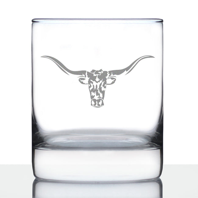 Longhorn Whiskey Rocks Glass - Western Themed Farm Decor and Gifts for Texan Ranchers - 10.25 Oz Glasses