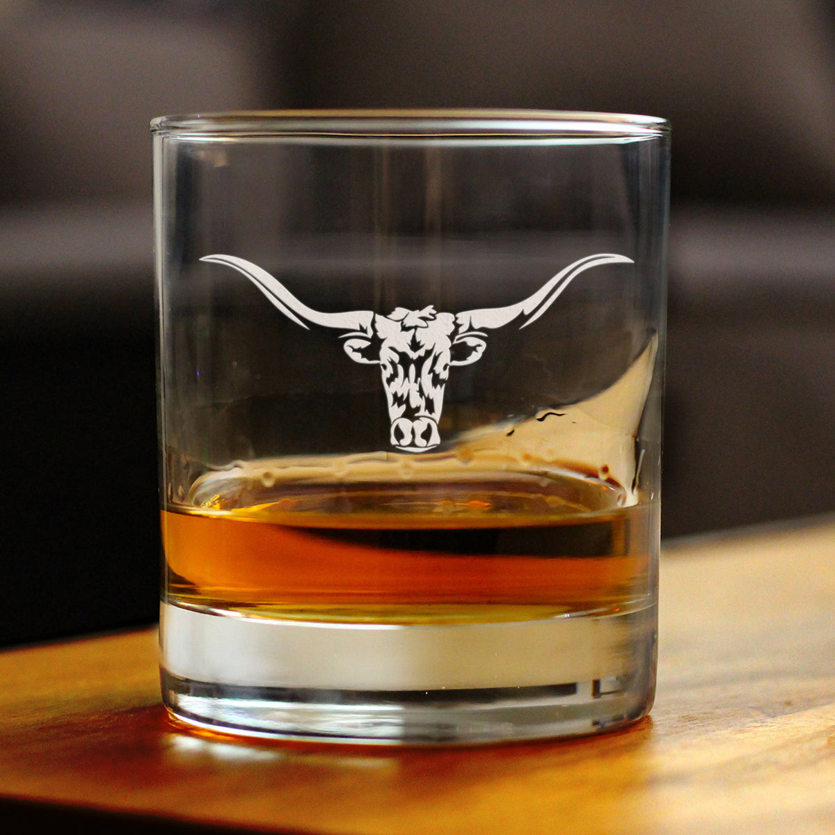 Longhorn Whiskey Rocks Glass - Western Themed Farm Decor and Gifts for Texan Ranchers - 10.25 Oz Glasses