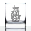 Make 40 Look Good - Funny 40th Birthday Whiskey Rocks Glass Gifts for Men & Women Turning 40 - Whisky Drinking Tumbler