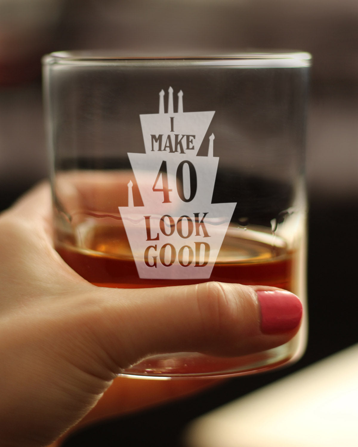 Make 40 Look Good - Funny 40th Birthday Whiskey Rocks Glass Gifts for Men &amp; Women Turning 40 - Whisky Drinking Tumbler