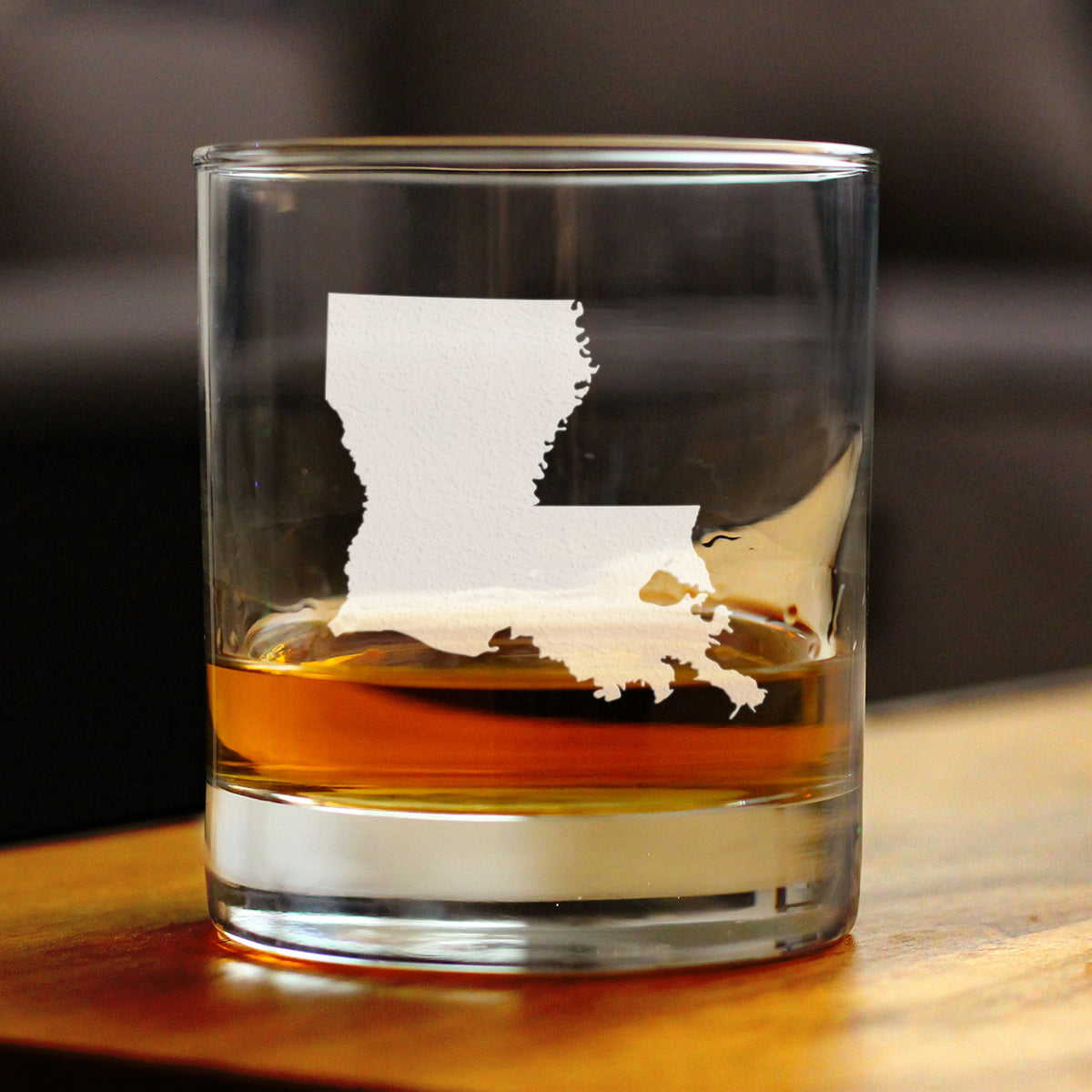 Louisiana State Outline Whiskey Rocks Glass - State Themed Drinking Decor and Gifts for Louisianian Women &amp; Men - 10.25 Oz Whisky Tumbler Glasses