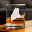Maine State Outline Whiskey Rocks Glass - State Themed Drinking Decor and Gifts for Mainer Women & Men - 10.25 Oz Whisky Tumbler Glasses