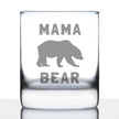 Mama Bear Whiskey Rocks Glass - Cute Funny Mom Gift Ideas for Mother's Day or Birthday - 10.25 Oz Whisky Tumbler Glasses