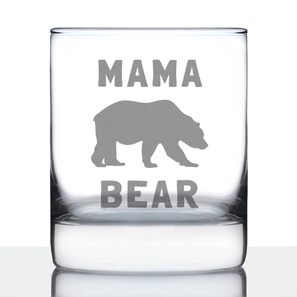 Mama Bear Whiskey Rocks Glass - Cute Funny Mom Gift Ideas for Mother&#39;s Day or Birthday - 10.25 Oz Whisky Tumbler Glasses