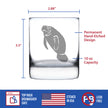 Manatee Whiskey Rocks Glass - Cute Funny Ocean Animals Themed Decor and Gifts for Sea Creature Lovers - 10.25 Oz
