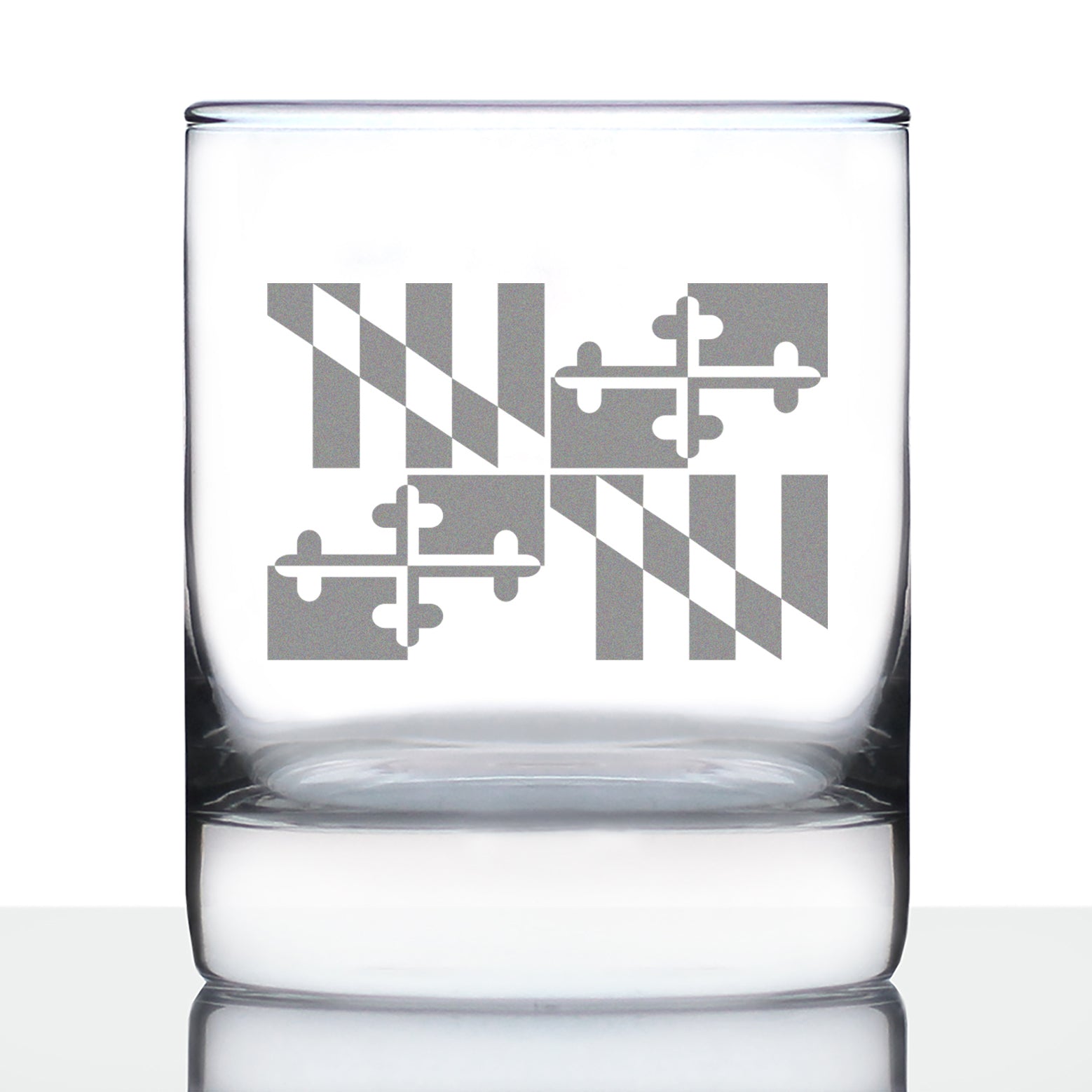 Maryland Flag Whiskey Rocks Glass - State Themed Drinking Decor and Gifts for Marylander Women & Men - 10.25 Oz Whisky Tumbler Glasses