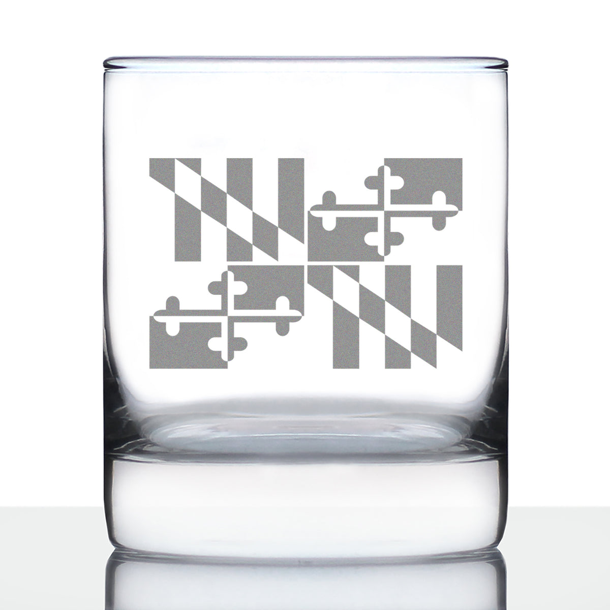 Maryland Flag Whiskey Rocks Glass - State Themed Drinking Decor and Gifts for Marylander Women &amp; Men - 10.25 Oz Whisky Tumbler Glasses