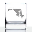 Maryland State Outline Whiskey Rocks Glass - State Themed Drinking Decor and Gifts for Marylander Women & Men - 10.25 Oz Whisky Tumbler Glasses