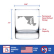 Maryland State Outline Whiskey Rocks Glass - State Themed Drinking Decor and Gifts for Marylander Women & Men - 10.25 Oz Whisky Tumbler Glasses