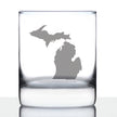 Michigan State Outline Whiskey Rocks Glass - State Themed Drinking Decor and Gifts for Michigander Women & Men - 10.25 Oz Whisky Tumbler Glasses