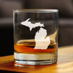 Michigan State Outline Whiskey Rocks Glass - State Themed Drinking Decor and Gifts for Michigander Women & Men - 10.25 Oz Whisky Tumbler Glasses