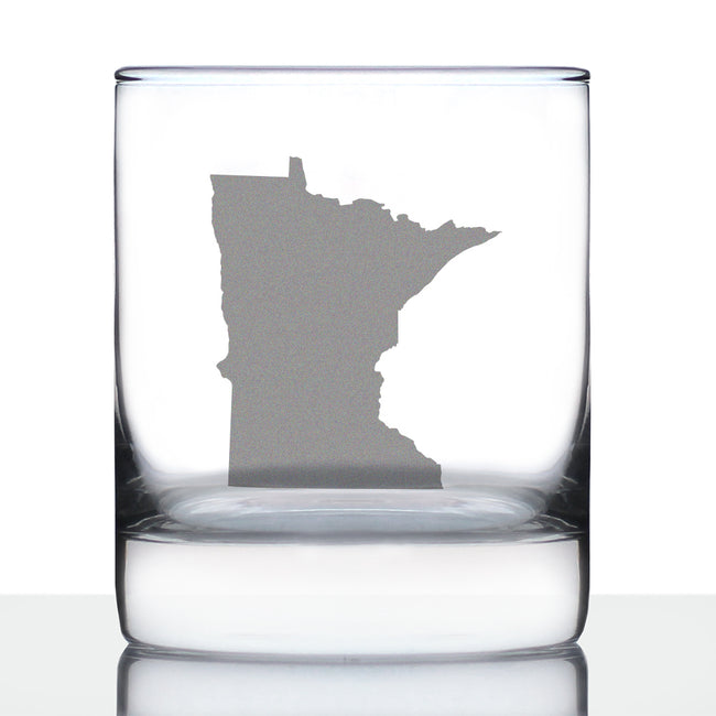 Minnesota State Outline Whiskey Rocks Glass - State Themed Drinking Decor and Gifts for Minnesotan Women & Men - 10.25 Oz Whisky Tumbler Glasses