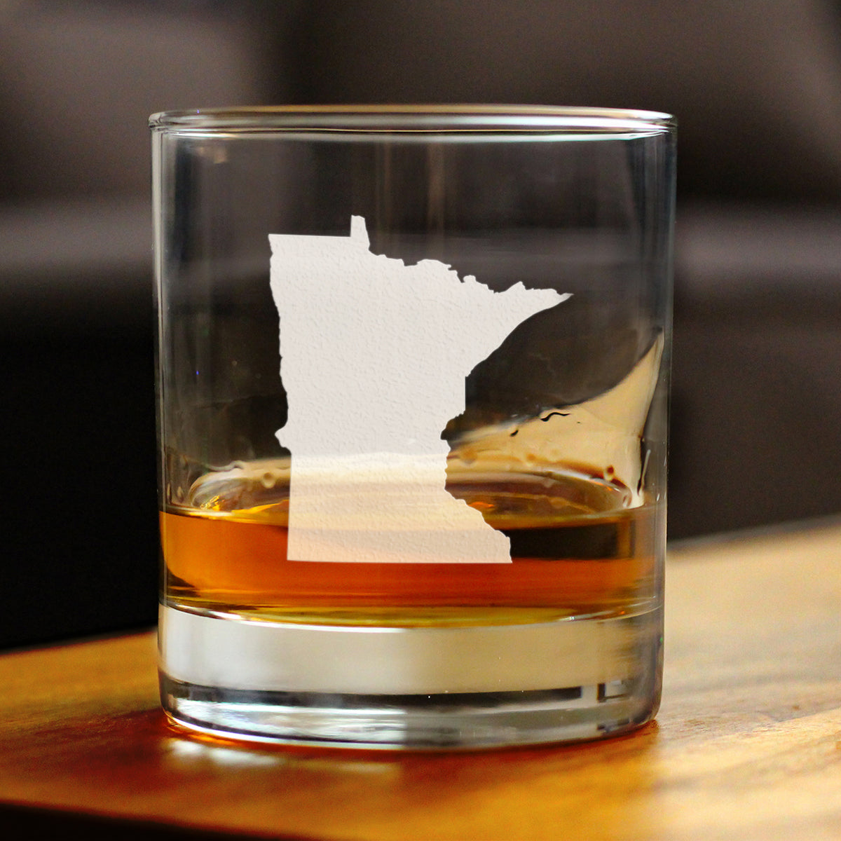 Minnesota State Outline Whiskey Rocks Glass - State Themed Drinking Decor and Gifts for Minnesotan Women &amp; Men - 10.25 Oz Whisky Tumbler Glasses