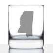 Mississippi State Outline Whiskey Rocks Glass - State Themed Drinking Decor and Gifts for Mississippian Women & Men - 10.25 Oz Whisky Tumbler Glasses