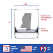 Mississippi State Outline Whiskey Rocks Glass - State Themed Drinking Decor and Gifts for Mississippian Women & Men - 10.25 Oz Whisky Tumbler Glasses