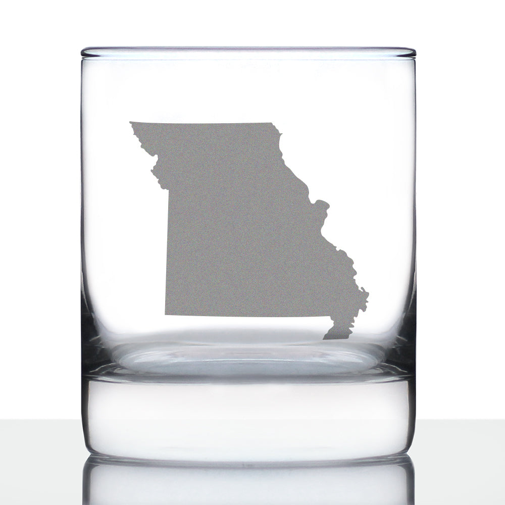 Missouri State Outline Whiskey Rocks Glass - State Themed Drinking Decor and Gifts for Missourian Women & Men - 10.25 Oz Whisky Tumbler Glasses