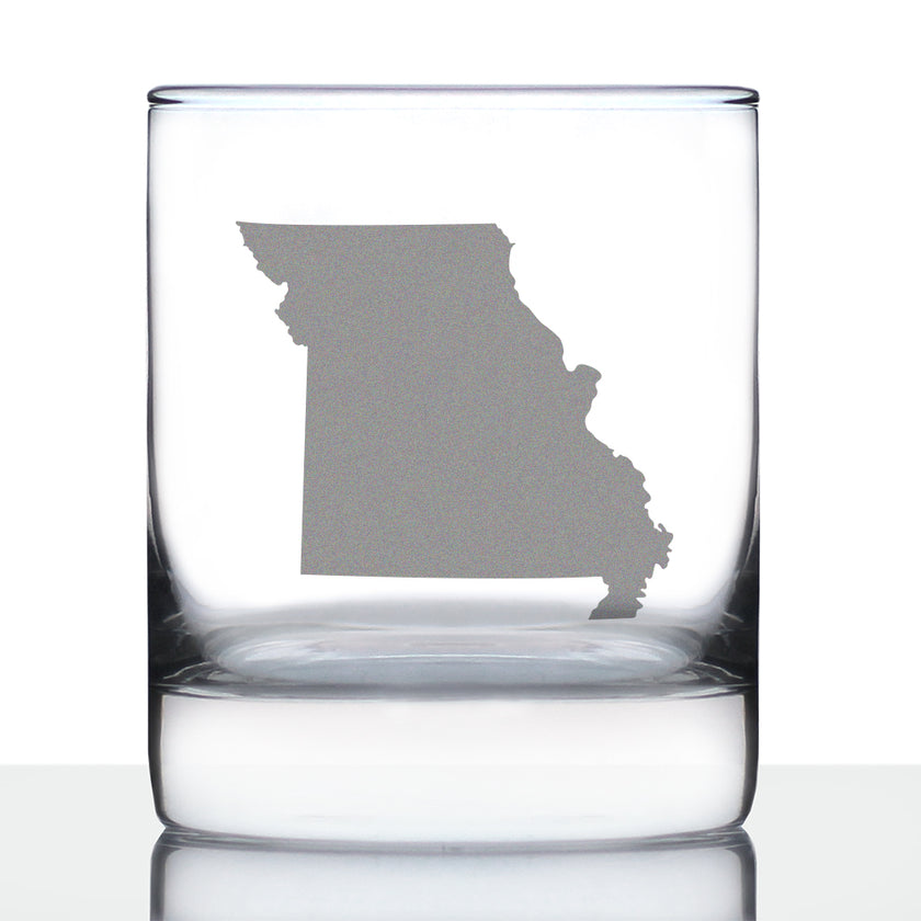 Missouri State Outline Whiskey Rocks Glass - State Themed Drinking Decor and Gifts for Missourian Women & Men - 10.25 Oz Whisky Tumbler Glasses
