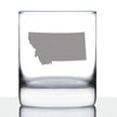 Montana State Outline Whiskey Rocks Glass - State Themed Drinking Decor and Gifts for Montanan Women & Men - 10.25 Oz Whisky Tumbler Glasses