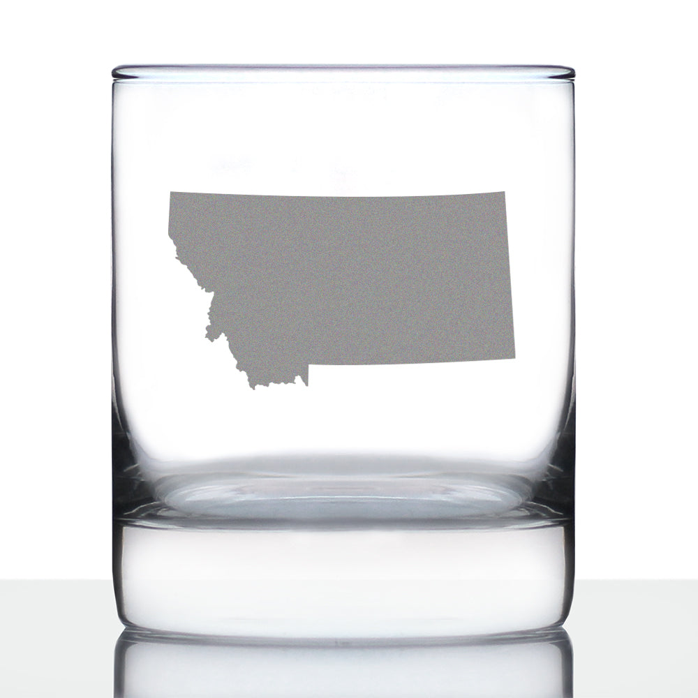 Montana State Outline Whiskey Rocks Glass - State Themed Drinking Decor and Gifts for Montanan Women &amp; Men - 10.25 Oz Whisky Tumbler Glasses