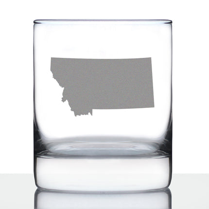 Montana State Outline Whiskey Rocks Glass - State Themed Drinking Decor and Gifts for Montanan Women & Men - 10.25 Oz Whisky Tumbler Glasses