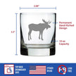Moose Whiskey Rocks Glass - Cabin Themed Gifts or Rustic Decor for Men and Women - Fun Whisky Drinking Tumbler - 10 oz