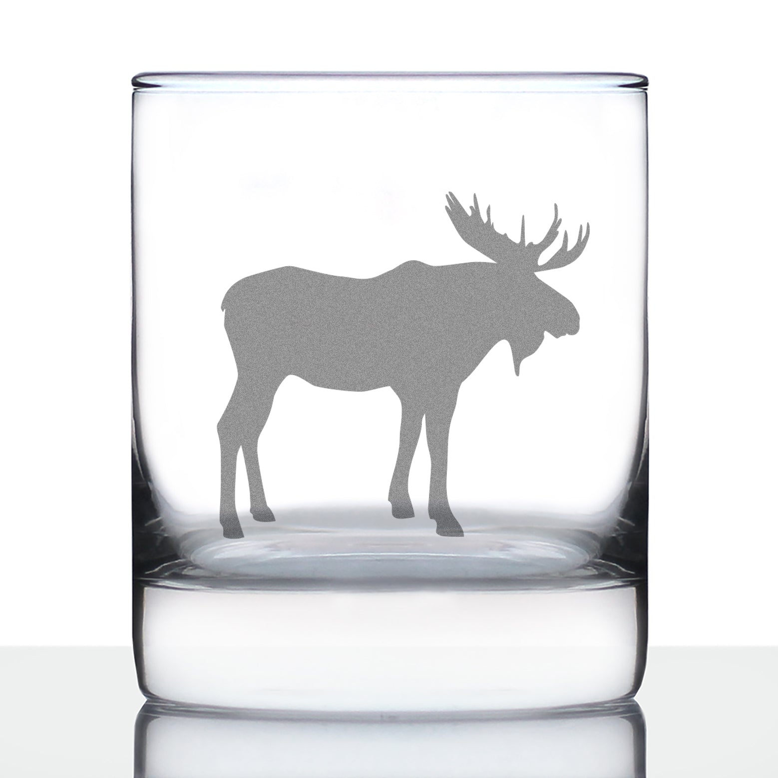 Moose Whiskey Rocks Glass - Cabin Themed Gifts or Rustic Decor for Men and Women - Fun Whisky Drinking Tumbler - 10 oz