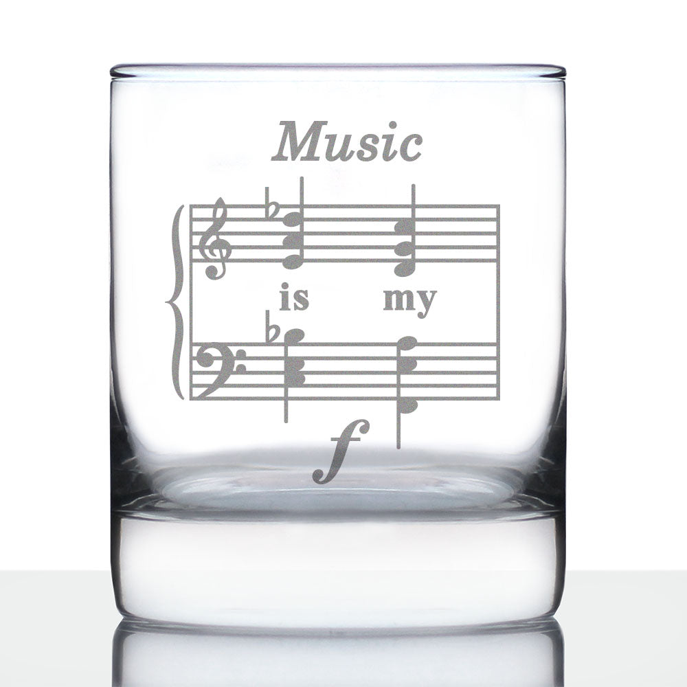 Music Is My Forte - Whiskey Rocks Glass - Funny Musician Gifts and Musical Accessories - 10.25 Oz Glasses