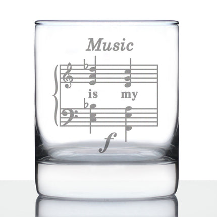 Music Is My Forte - Whiskey Rocks Glass - Funny Musician Gifts and Musical Accessories - 10.25 Oz Glasses