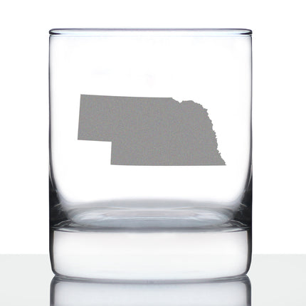 Nebraska State Outline Whiskey Rocks Glass - State Themed Drinking Decor and Gifts for Nebraskan Women & Men - 10.25 Oz Whisky Tumbler Glasses