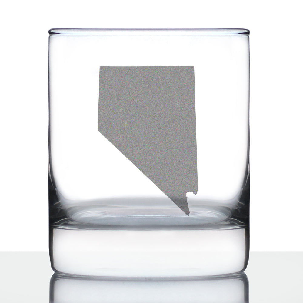 Nevada State Outline Whiskey Rocks Glass - State Themed Drinking Decor and Gifts for Nevadan Women &amp; Men - 10.25 Oz Whisky Tumbler Glasses