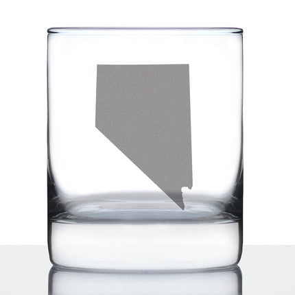 Nevada State Outline Whiskey Rocks Glass - State Themed Drinking Decor and Gifts for Nevadan Women & Men - 10.25 Oz Whisky Tumbler Glasses