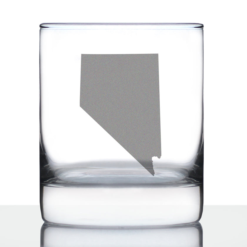 Nevada State Outline Whiskey Rocks Glass - State Themed Drinking Decor and Gifts for Nevadan Women & Men - 10.25 Oz Whisky Tumbler Glasses