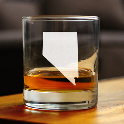 Nevada State Outline Whiskey Rocks Glass - State Themed Drinking Decor and Gifts for Nevadan Women & Men - 10.25 Oz Whisky Tumbler Glasses