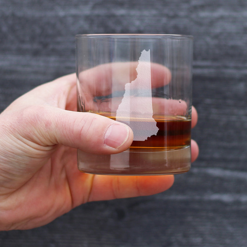 New Hampshire State Outline Whiskey Rocks Glass - State Themed Drinking Decor and Gifts for New Hampshirite Women & Men - 10.25 Oz Whisky Tumbler Glasses