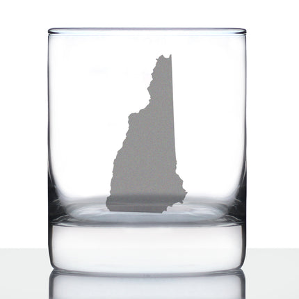 New Hampshire State Outline Whiskey Rocks Glass - State Themed Drinking Decor and Gifts for New Hampshirite Women & Men - 10.25 Oz Whisky Tumbler Glasses