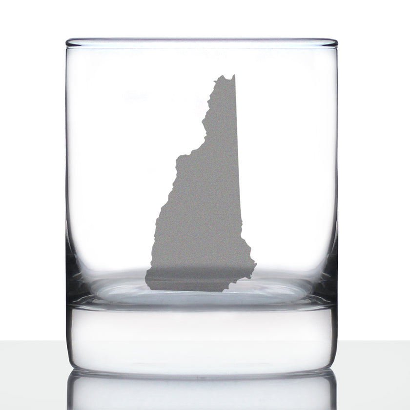 New Hampshire State Outline Whiskey Rocks Glass - State Themed Drinking Decor and Gifts for New Hampshirite Women & Men - 10.25 Oz Whisky Tumbler Glasses