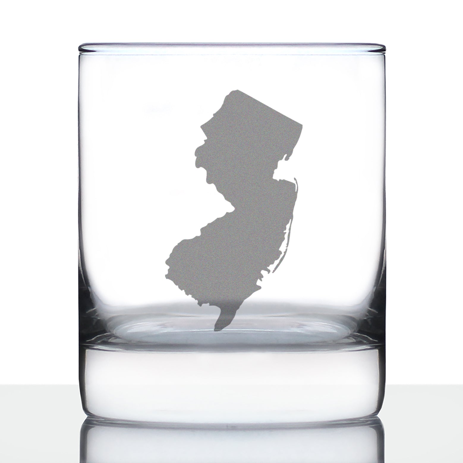 New Jersey State Outline Whiskey Rocks Glass - State Themed Drinking Decor and Gifts for New Jerseyan Women & Men - 10.25 Oz Whisky Tumbler Glasses