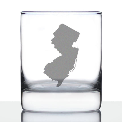 New Jersey State Outline Whiskey Rocks Glass - State Themed Drinking Decor and Gifts for New Jerseyan Women & Men - 10.25 Oz Whisky Tumbler Glasses