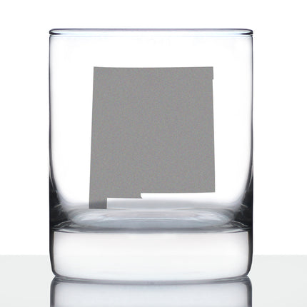 New Mexico State Outline Whiskey Rocks Glass - State Themed Drinking Decor and Gifts for New Mexican Women & Men - 10.25 Oz Whisky Tumbler Glasses