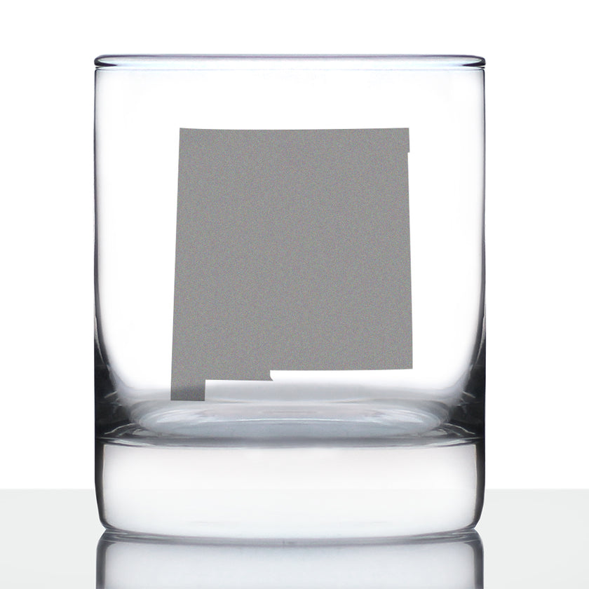New Mexico State Outline Whiskey Rocks Glass - State Themed Drinking Decor and Gifts for New Mexican Women & Men - 10.25 Oz Whisky Tumbler Glasses