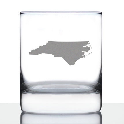 North Carolina State Outline Whiskey Rocks Glass - State Themed Drinking Decor and Gifts for North Carolinian Women & Men - 10.25 Oz Whisky Tumbler Glasses