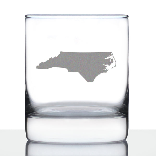 North Carolina State Outline Whiskey Rocks Glass - State Themed Drinking Decor and Gifts for North Carolinian Women & Men - 10.25 Oz Whisky Tumbler Glasses